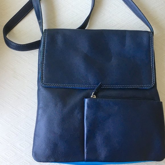 My Walit navy blue crossbody leather bag - Picture 1 of 7